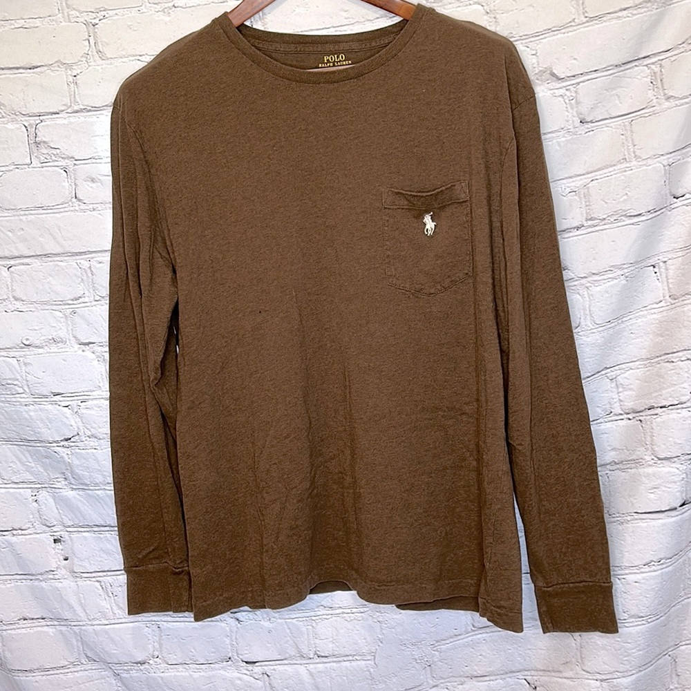 Polo Ralph Lauren Brown Long Sleeve Pocket T-Shirt Size Large
